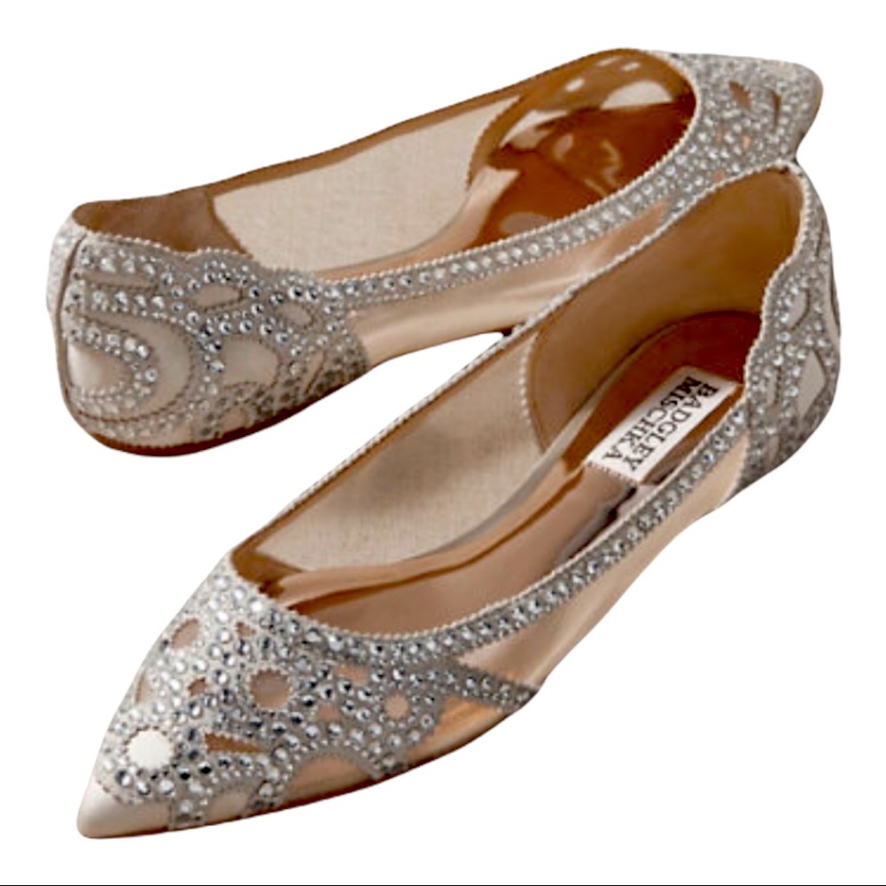 New Badgley Mischka BHLDN Gigi 6.5, 7.5, 11 Rhinestone Satin Wedding Formal